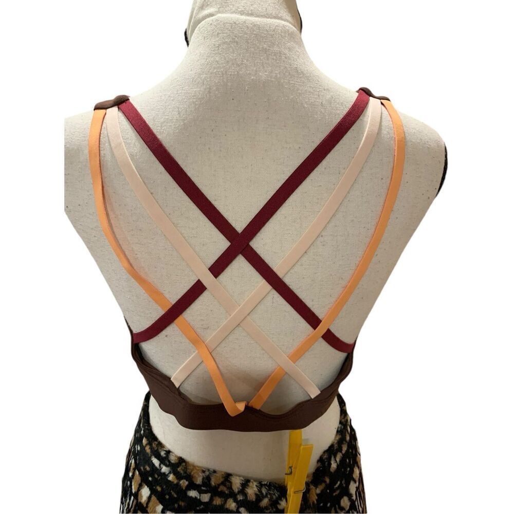 Fabletics Boost Medium Impact Sports Bra Brown Maroon Pink Melon Size Lg NWOT - Picture 4 of 13